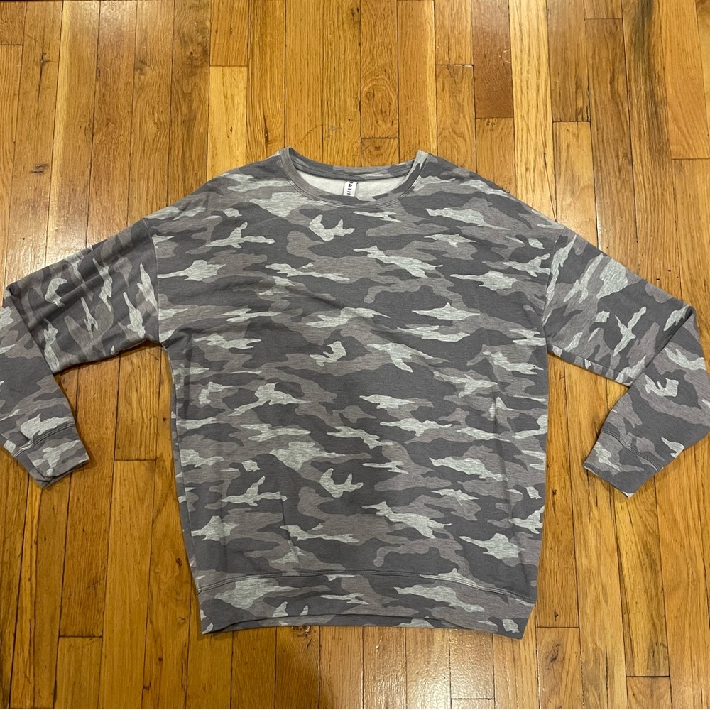 Athleta gray camouflage crewneck sweatshirt